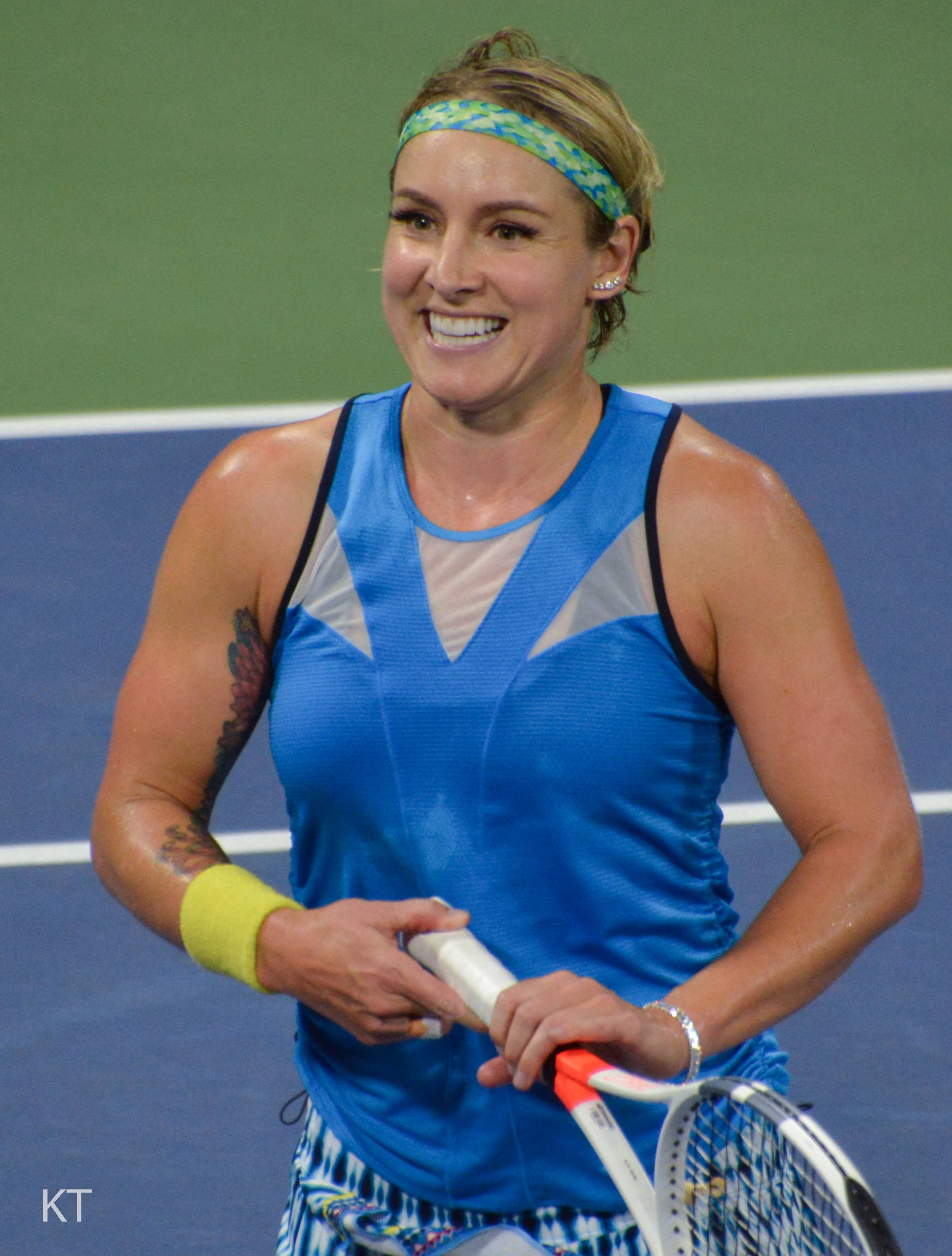Bethanie Mattek-sands, blue athletic outfit, vibrant blue court, Full HD Phone Wallpaper