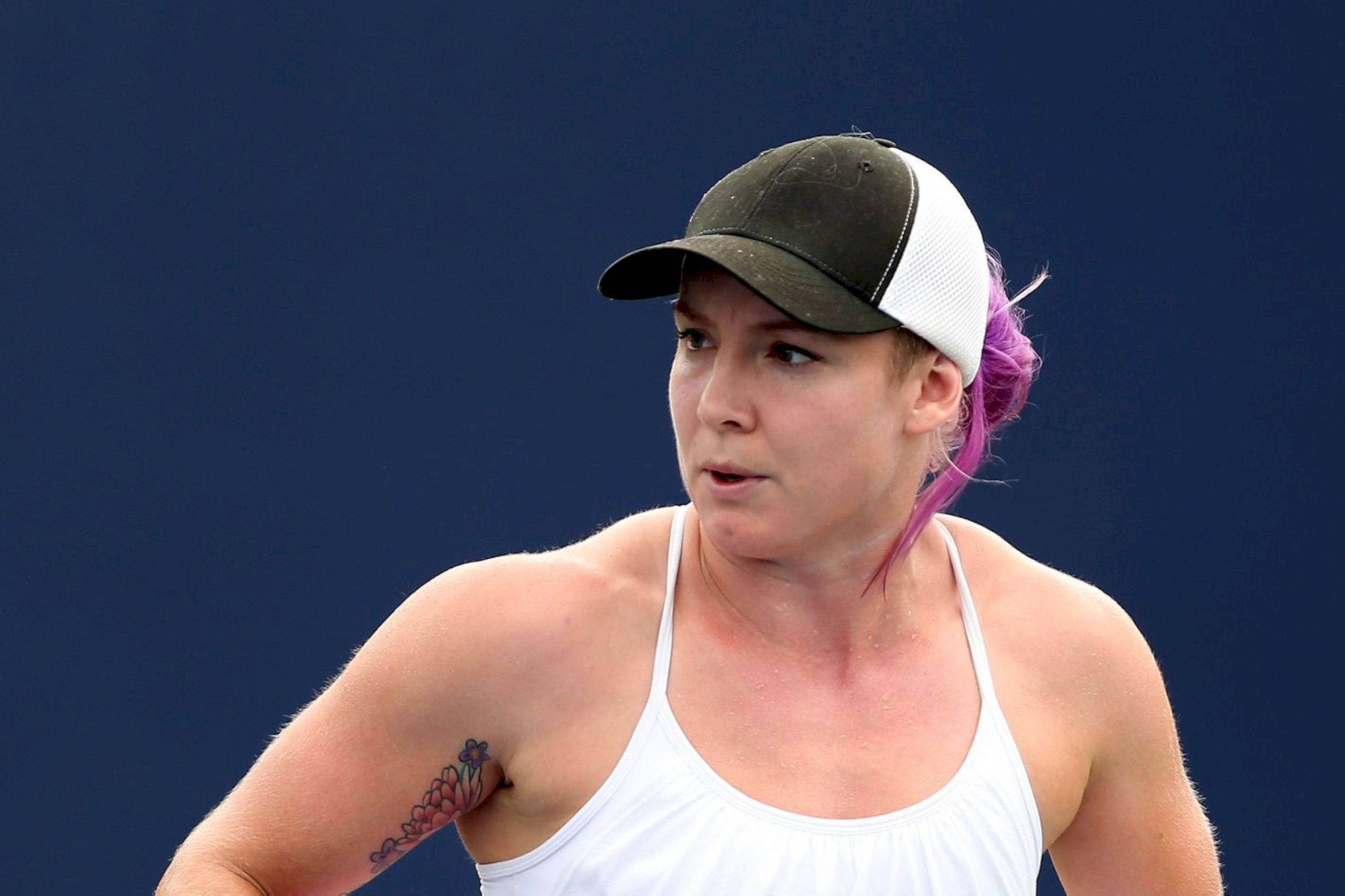 Bethanie Mattek-sands, purple hair, tattoo, Full HD Desktop Wallpaper