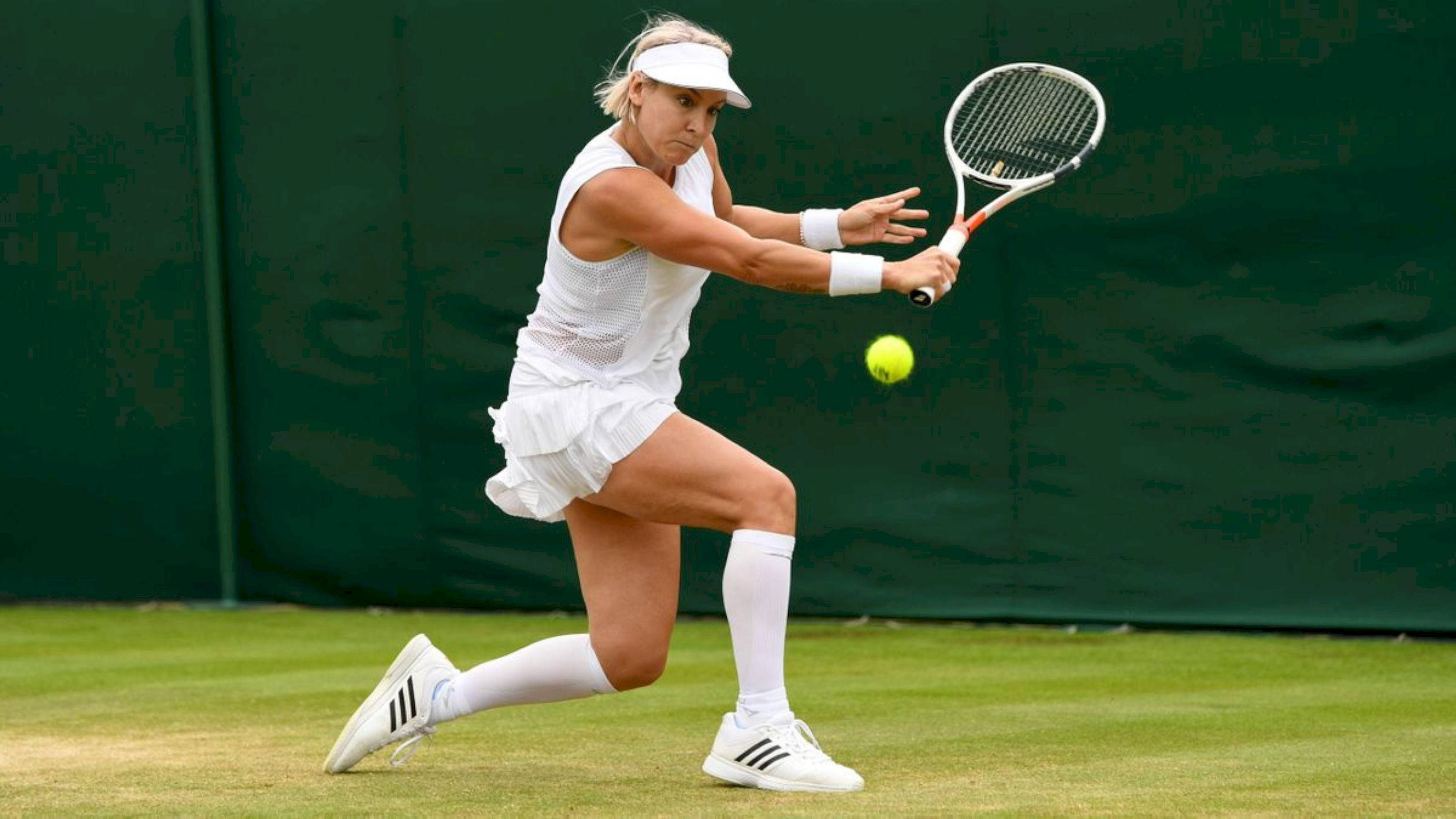 Bethanie Mattek-sands, white gear, bright yellow ball, Full HD Desktop Wallpaper
