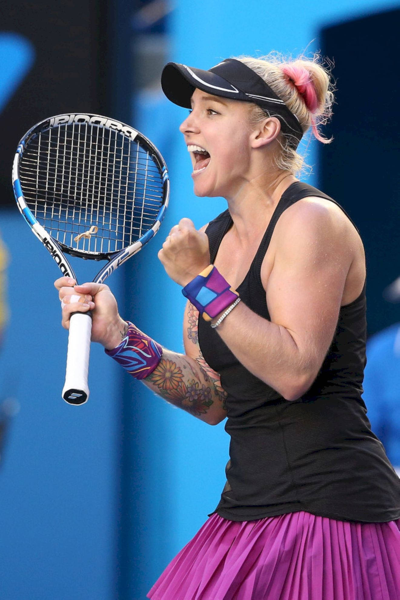 Bethanie Mattek-sands, black top, pink skirt, Full HD Phone Wallpaper