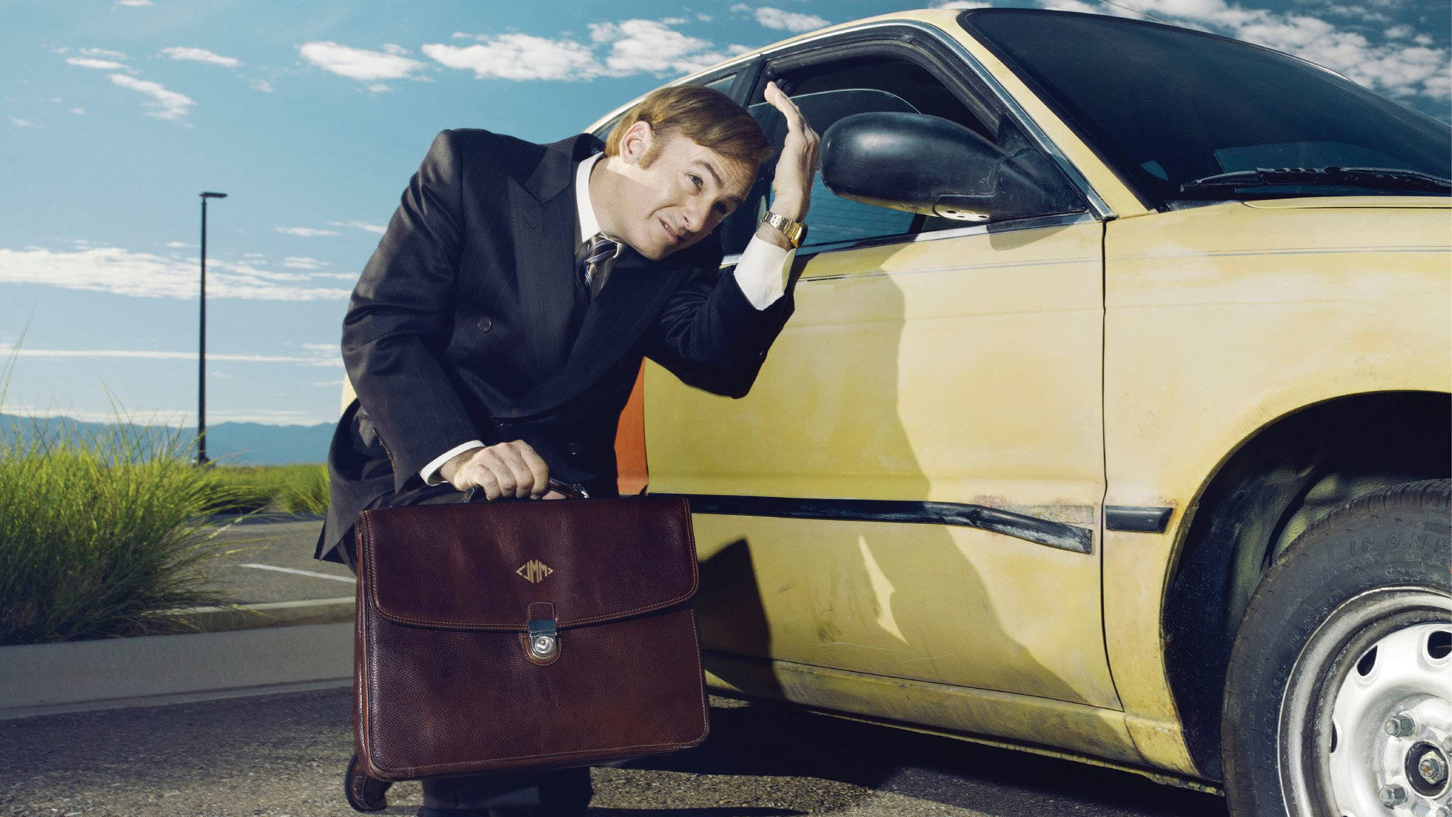 Better Call Saul, side mirror, yellow car, Full HD Desktop Wallpaper