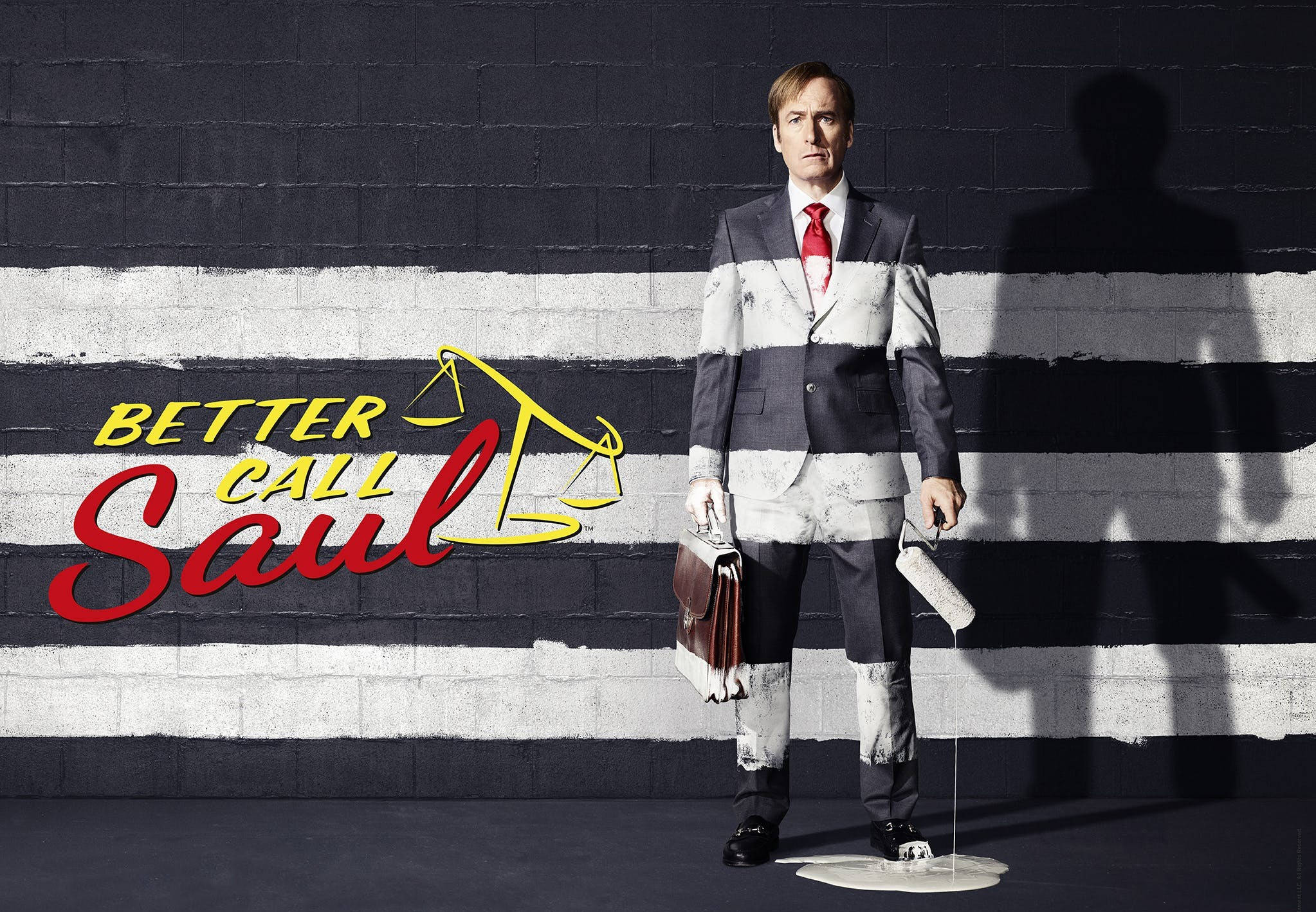 Better Call Saul, paint-splattered suit, striped wall, Full HD Desktop Wallpaper
