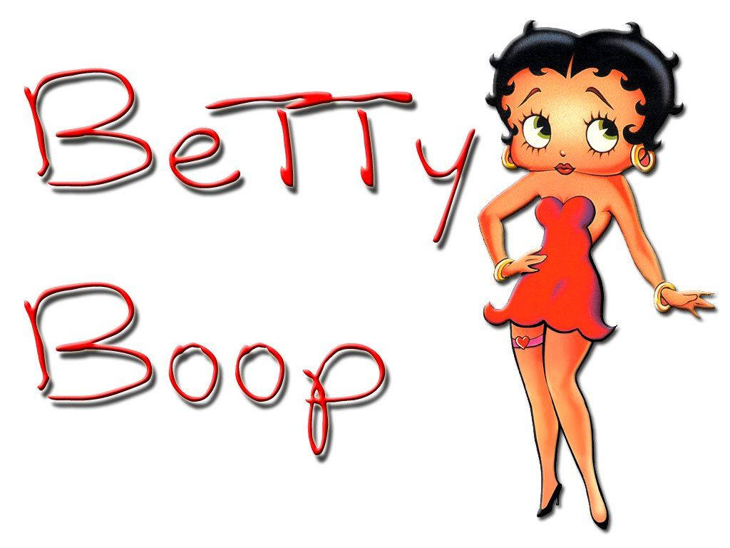 Betty Boop, red dress, bold red cursive, SD Desktop Wallpaper