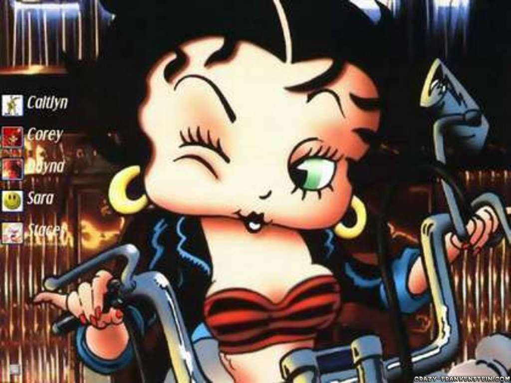 Betty Boop, vintage motorcyclist, motorcycle, SD Desktop Wallpaper