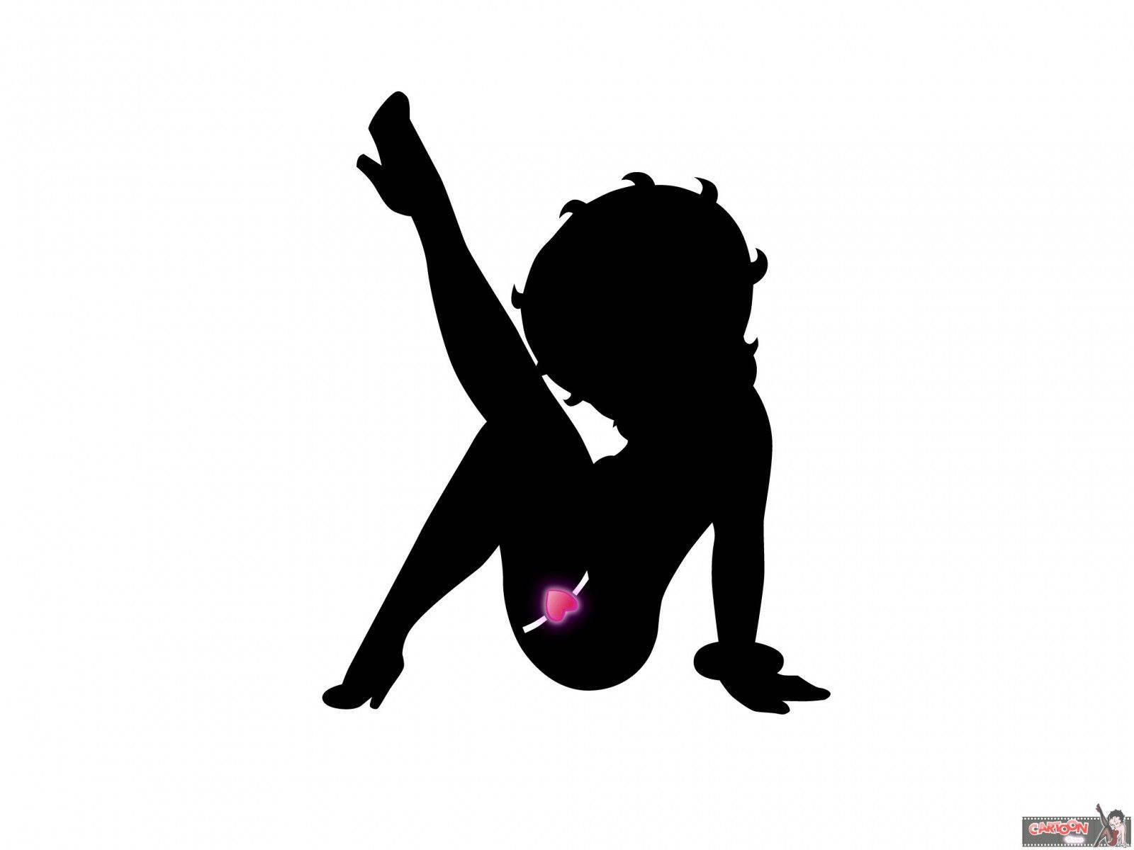 Betty Boop, silhouette, glowing pink heart, HD Desktop Wallpaper