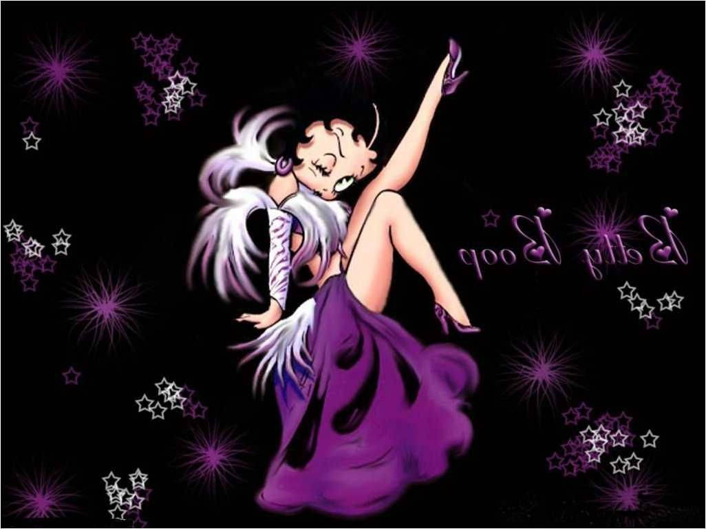 Betty Boop, purple dress, black background, SD Desktop Wallpaper