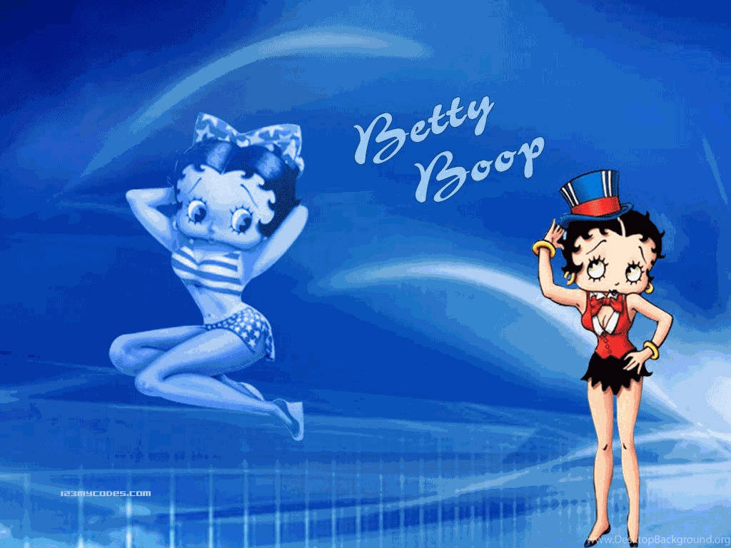 Betty Boop, summer magician, swirling blue background, SD Desktop Wallpaper