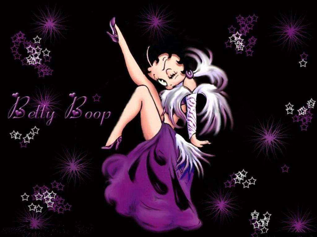 Betty Boop, purple gown, black background, SD Desktop Wallpaper