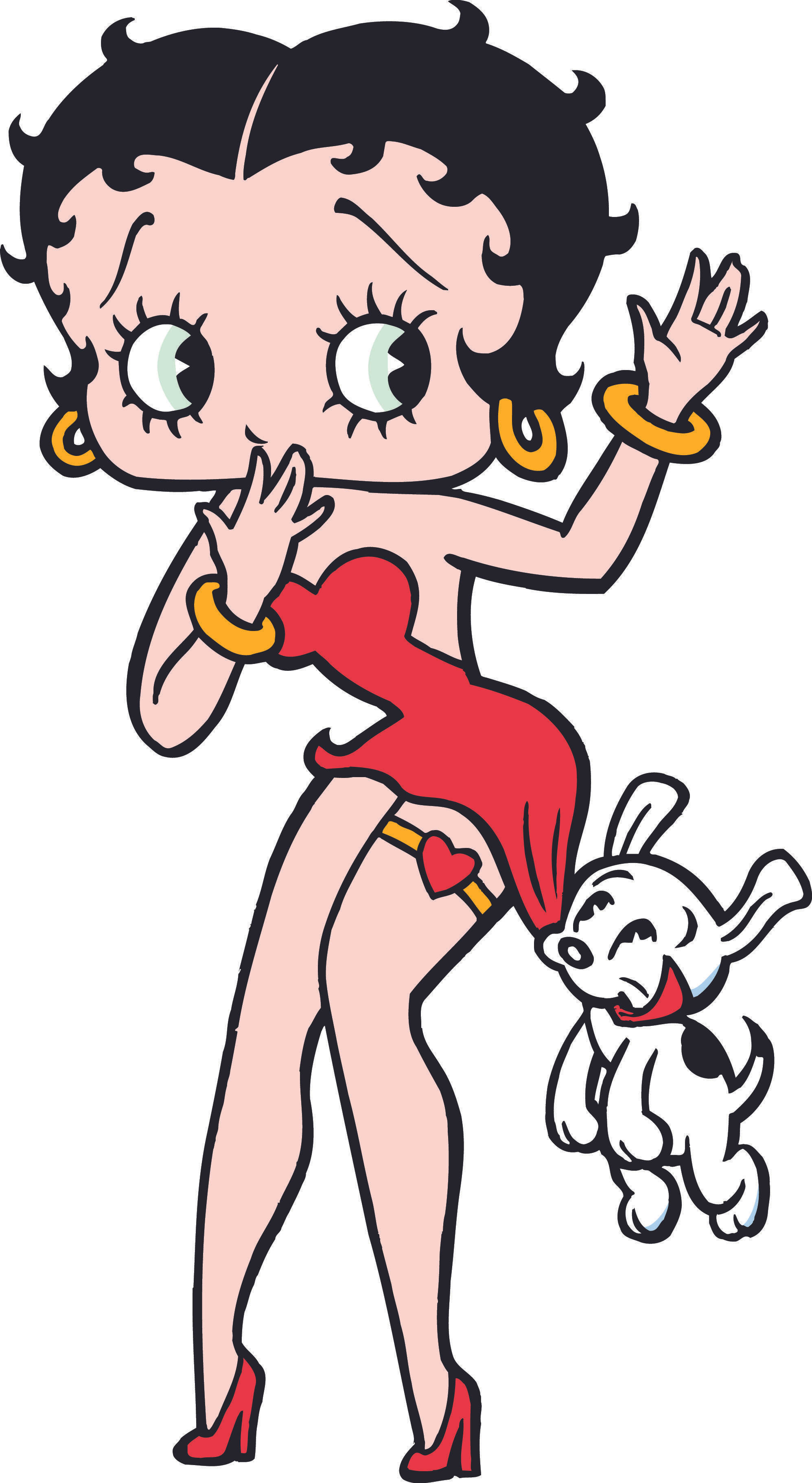 Betty Boop, red outfit, dog, 2K Phone Wallpaper