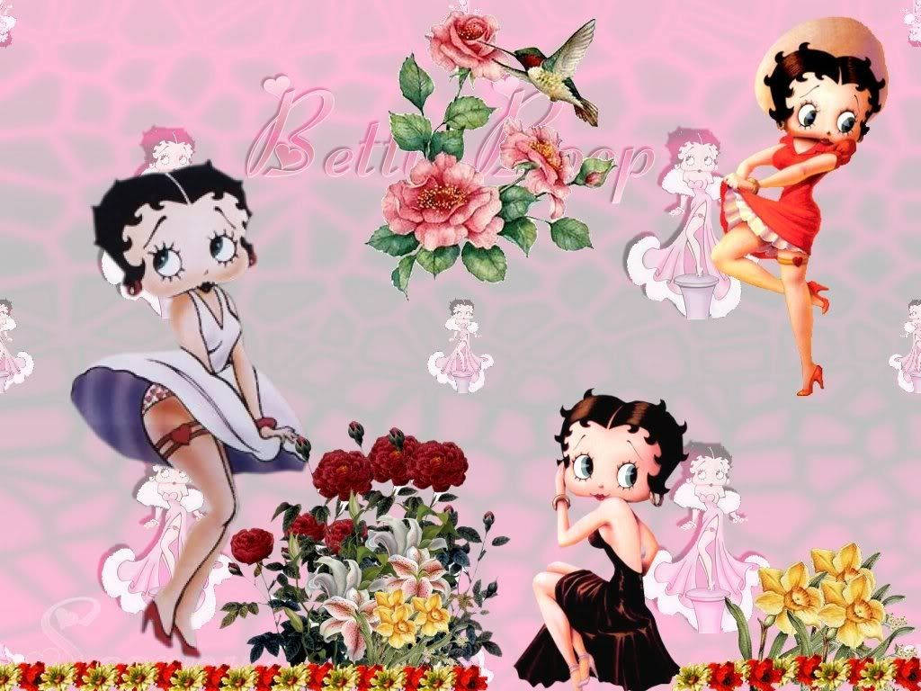 Betty Boop, flower garden, colorful flowers, SD Desktop Wallpaper