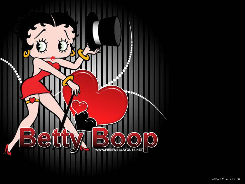 Betty Boop, red dress, top hat, SD Desktop Wallpaper