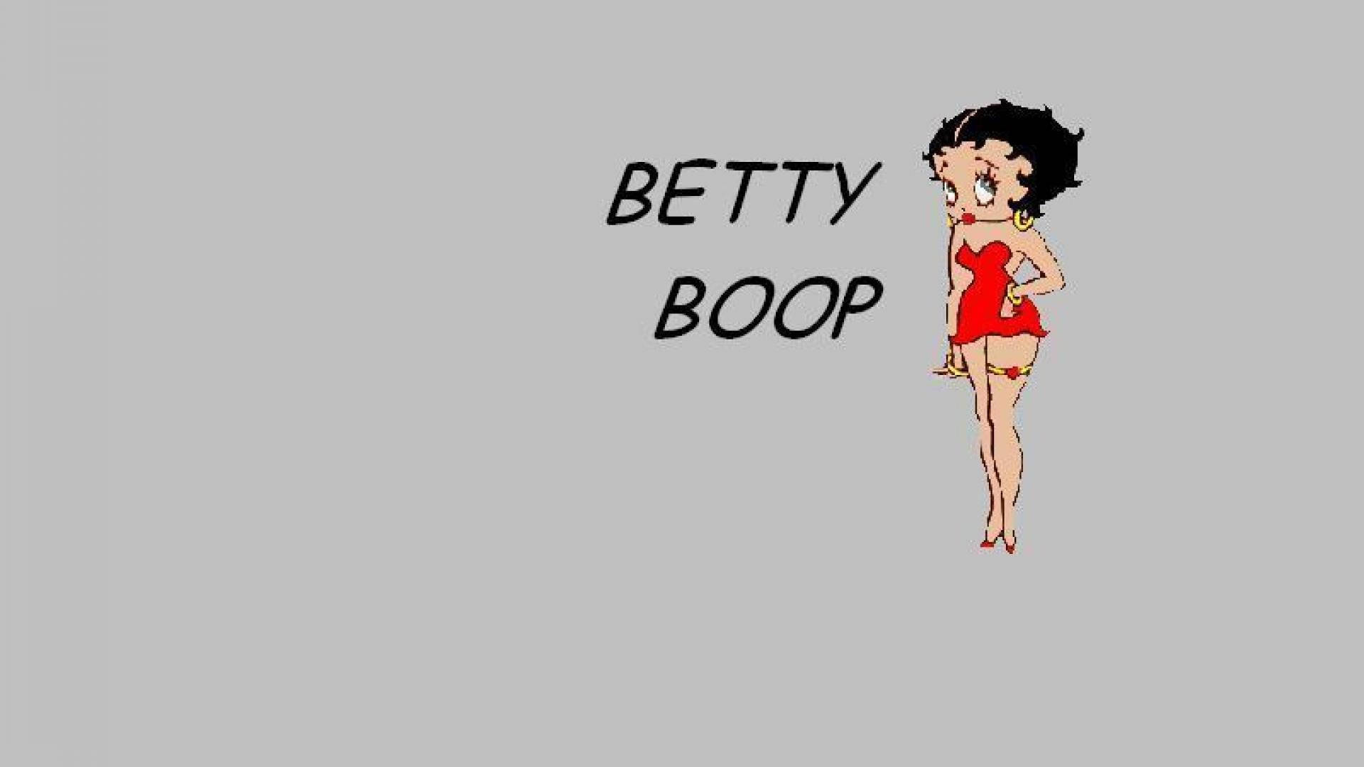 Betty Boop, red dress, plain gray background, Full HD Desktop Wallpaper