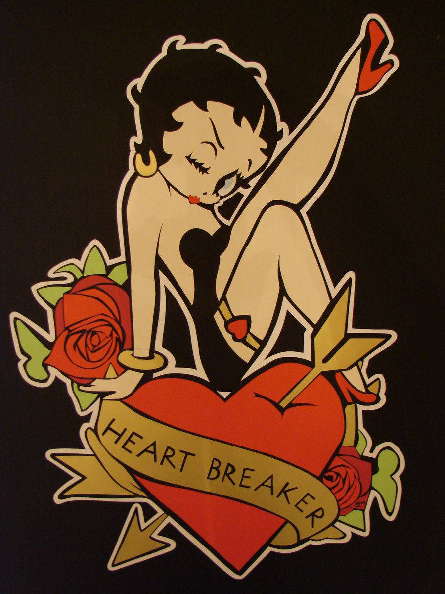 Betty Boop, vintage, tattoo-style illustration, SD Phone Wallpaper