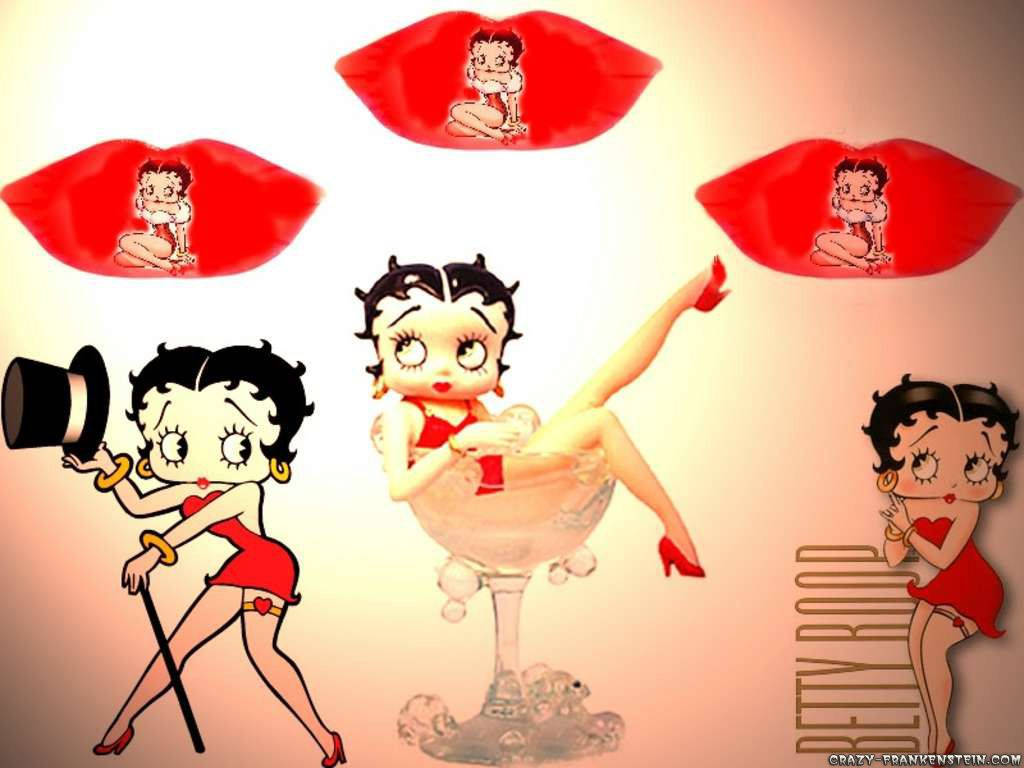 Betty Boop, cartoon, giant red lips, SD Desktop Wallpaper