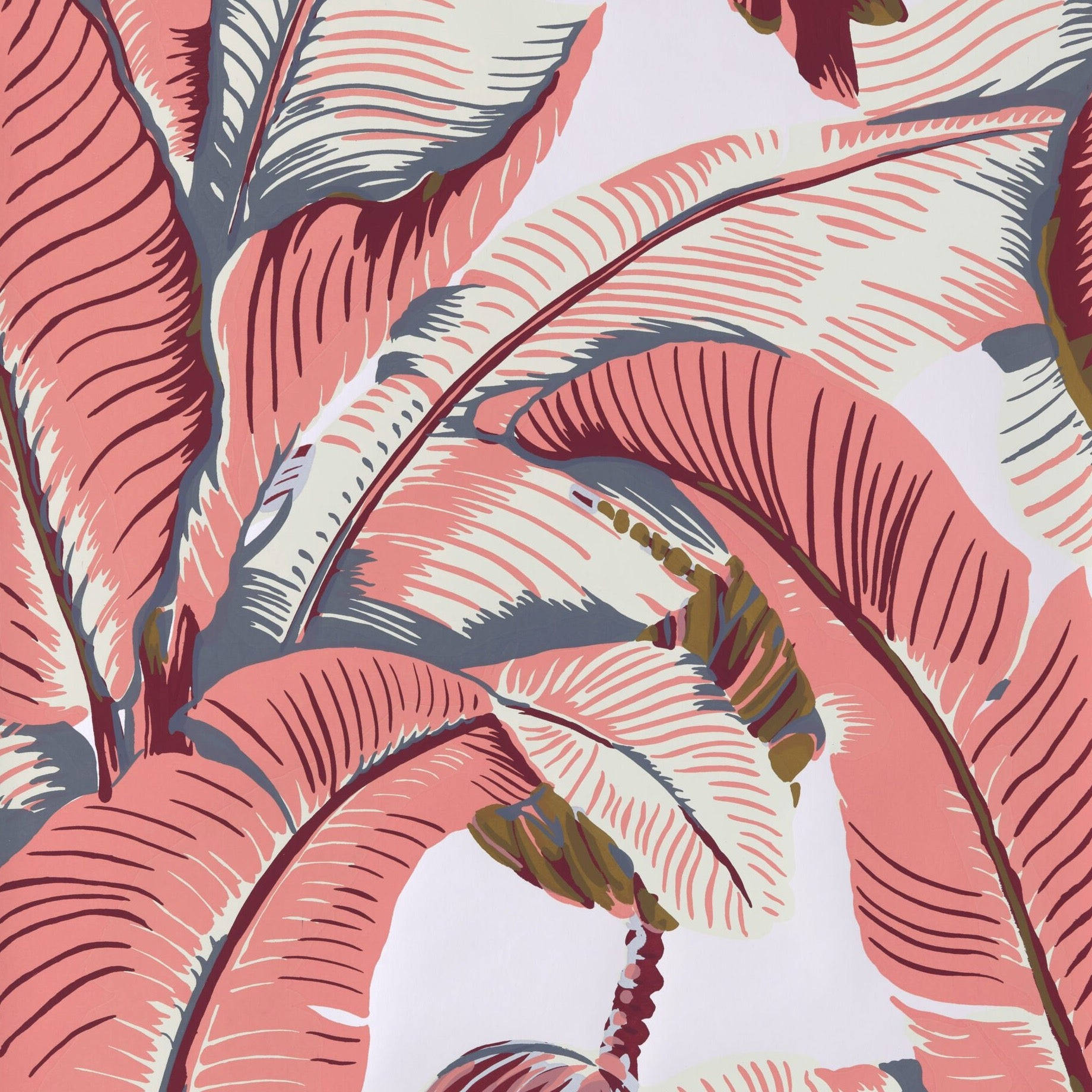 Beverly Hills Hotel, pink leaves, tropical pattern, HD Desktop Wallpaper