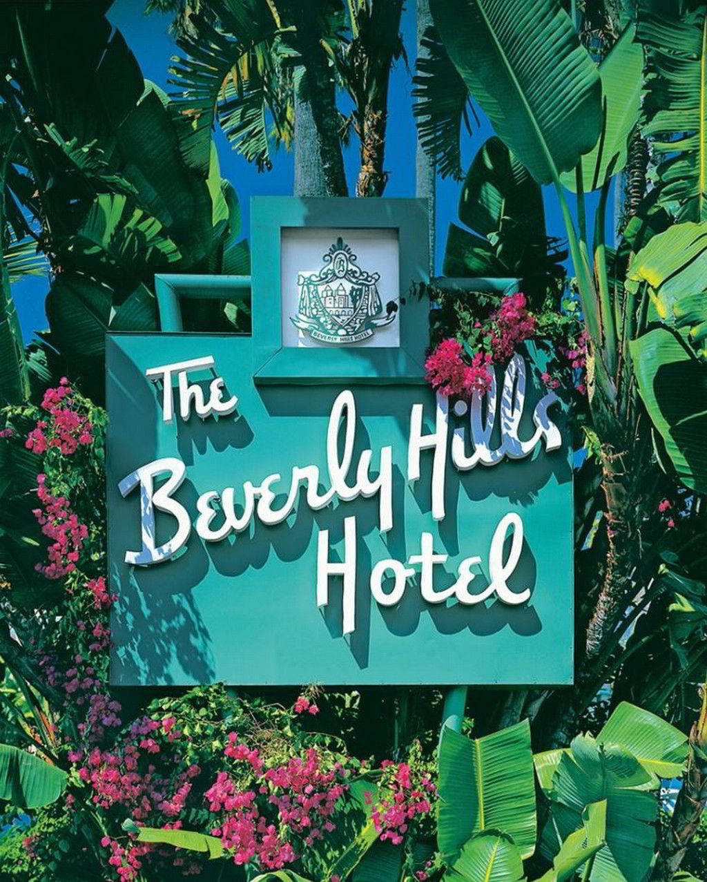 The Beverly Hills Hotel, vintage looking sign, turquoise, SD Phone Wallpaper