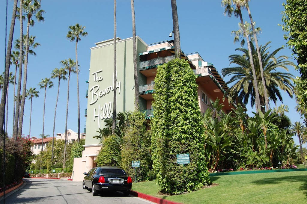 Beverly Hills Hotel, Beverly Hills sign, palm trees, SD Desktop Wallpaper