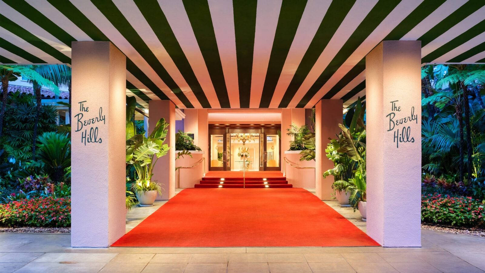 Beverly Hills Hotel, red carpet, glass doors, HD Desktop Wallpaper