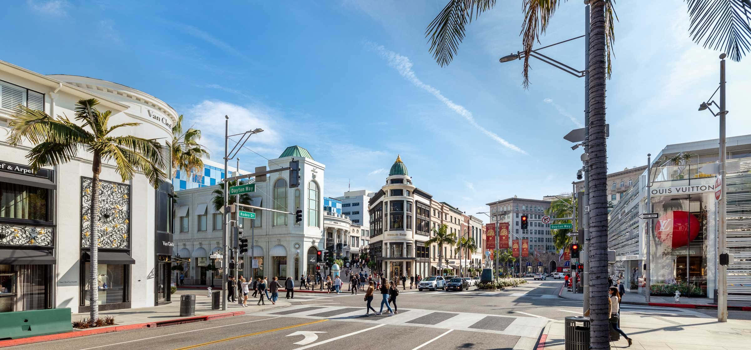 Beverly Hills, luxury boutiques, palm trees, Full HD Desktop Wallpaper