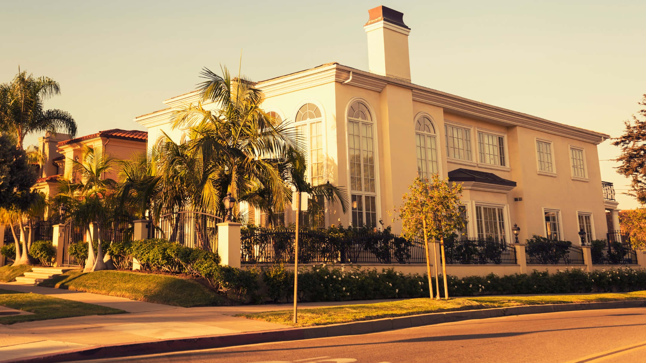 Beverly Hills, luxury homes, dusk, Full HD Desktop Wallpaper