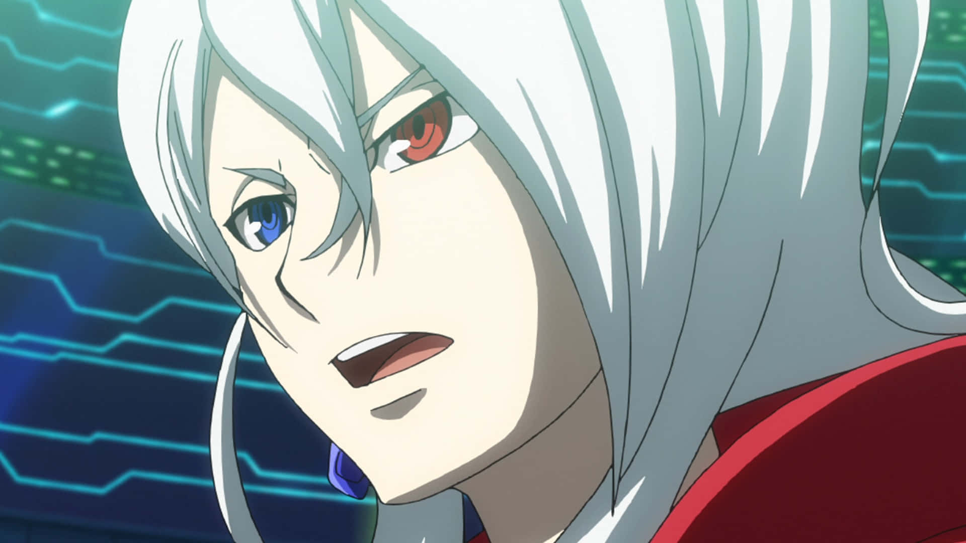 Beyblade Burst Phi, silver hair, mismatched red and blue eyes, Full HD Desktop Wallpaper