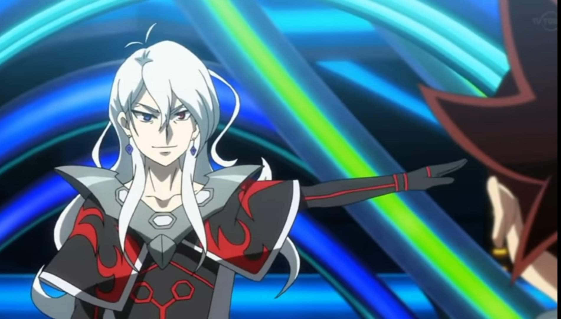 Beyblade Burst Phi, white hair, red armor, HD Desktop Wallpaper