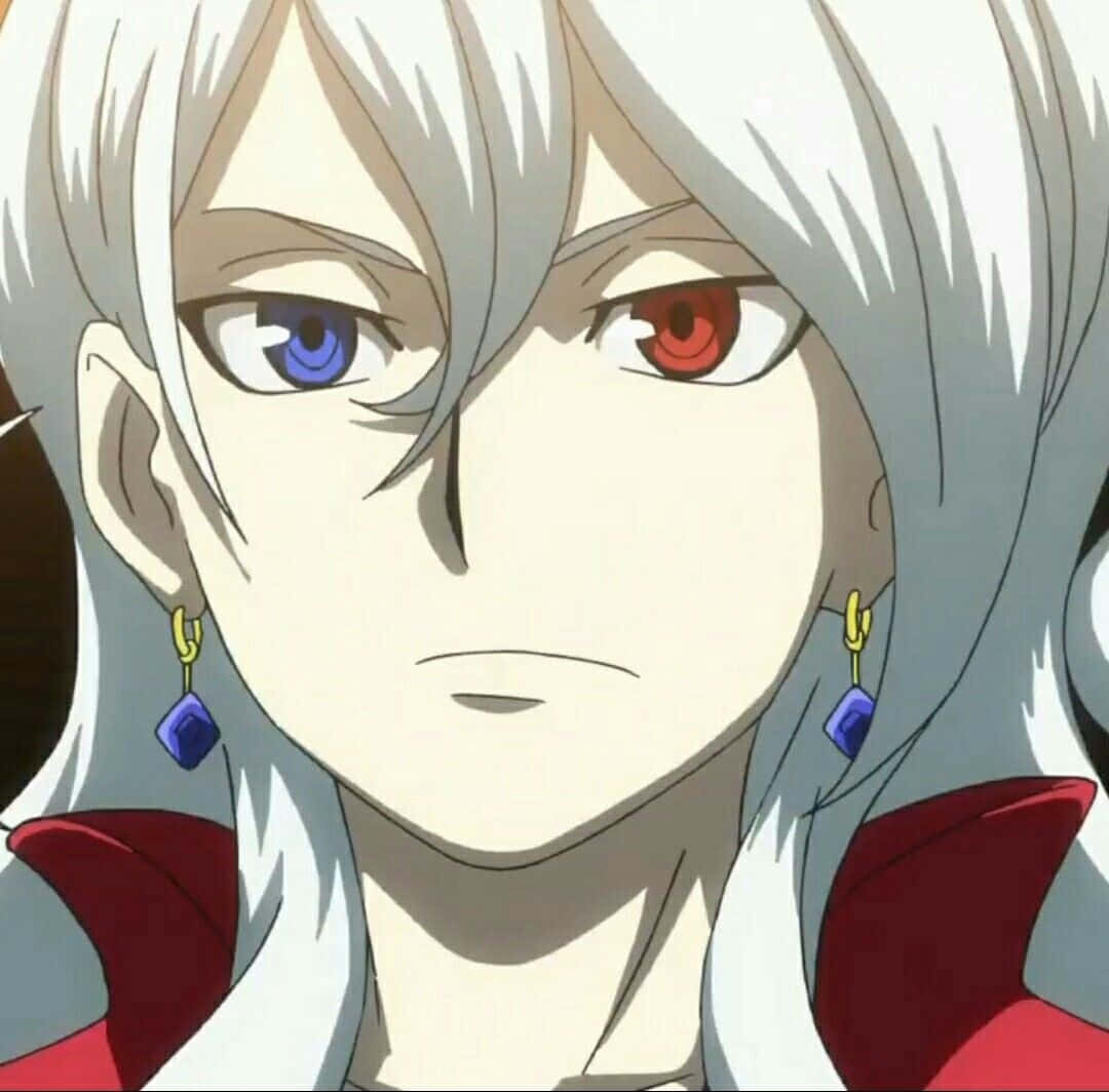 Beyblade Burst Phi, white hair, mismatched blue and red eyes, SD Desktop Wallpaper