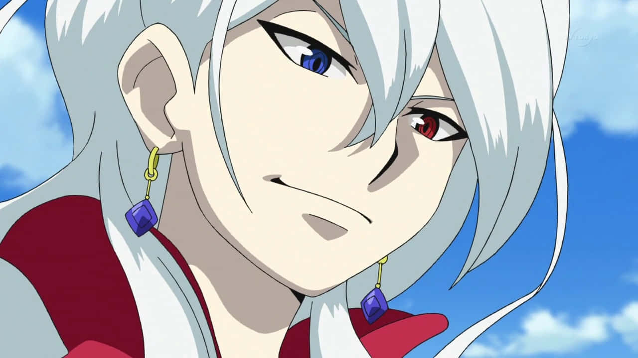 Beyblade Burst Phi, silver hair, mismatched eyes one blue one red, HD Desktop Wallpaper