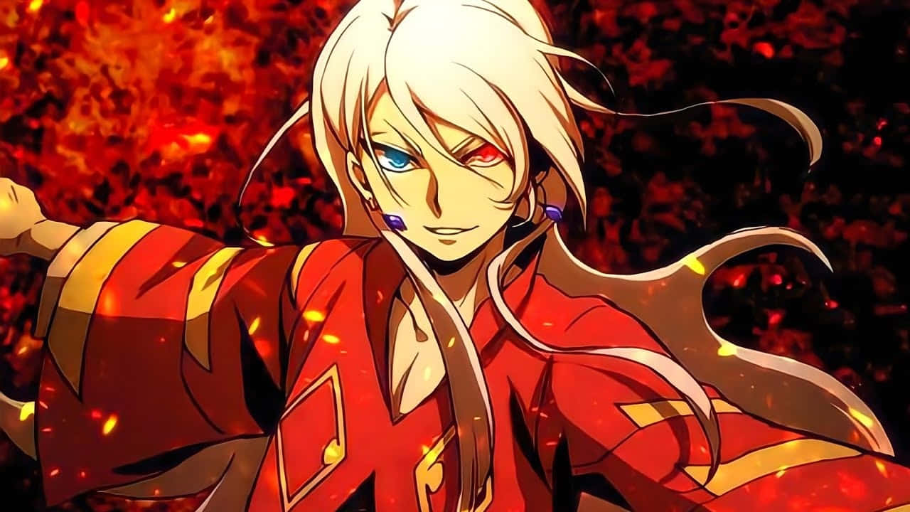 Beyblade Burst Phi, heterochromatic eyes, flowing white hair, HD Desktop Wallpaper