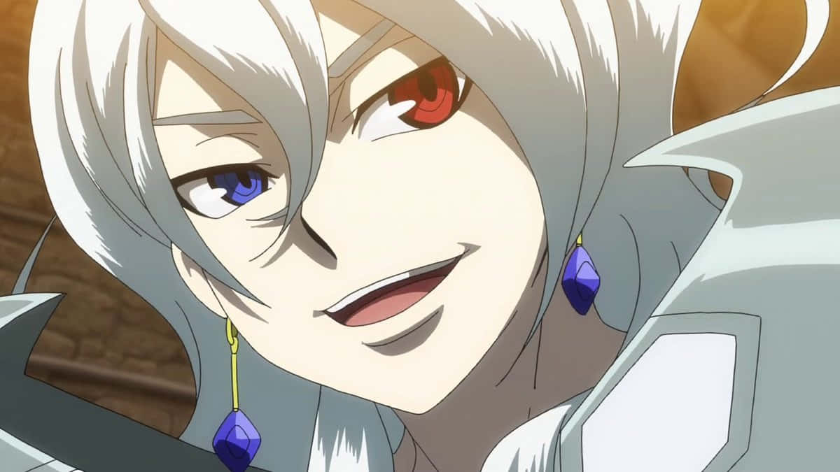Beyblade Burst Phi, silver hair, mismatched red and blue eyes, SD Desktop Wallpaper