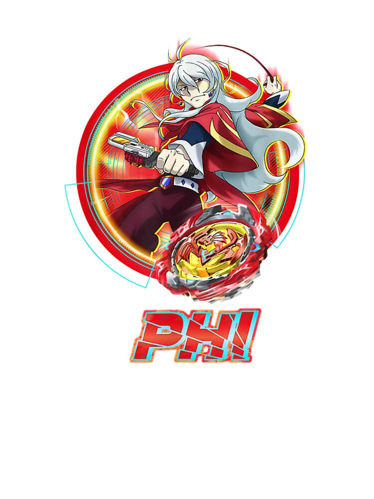 Beyblade Burst Phi, white hair, red and gold outfit, SD Phone Wallpaper