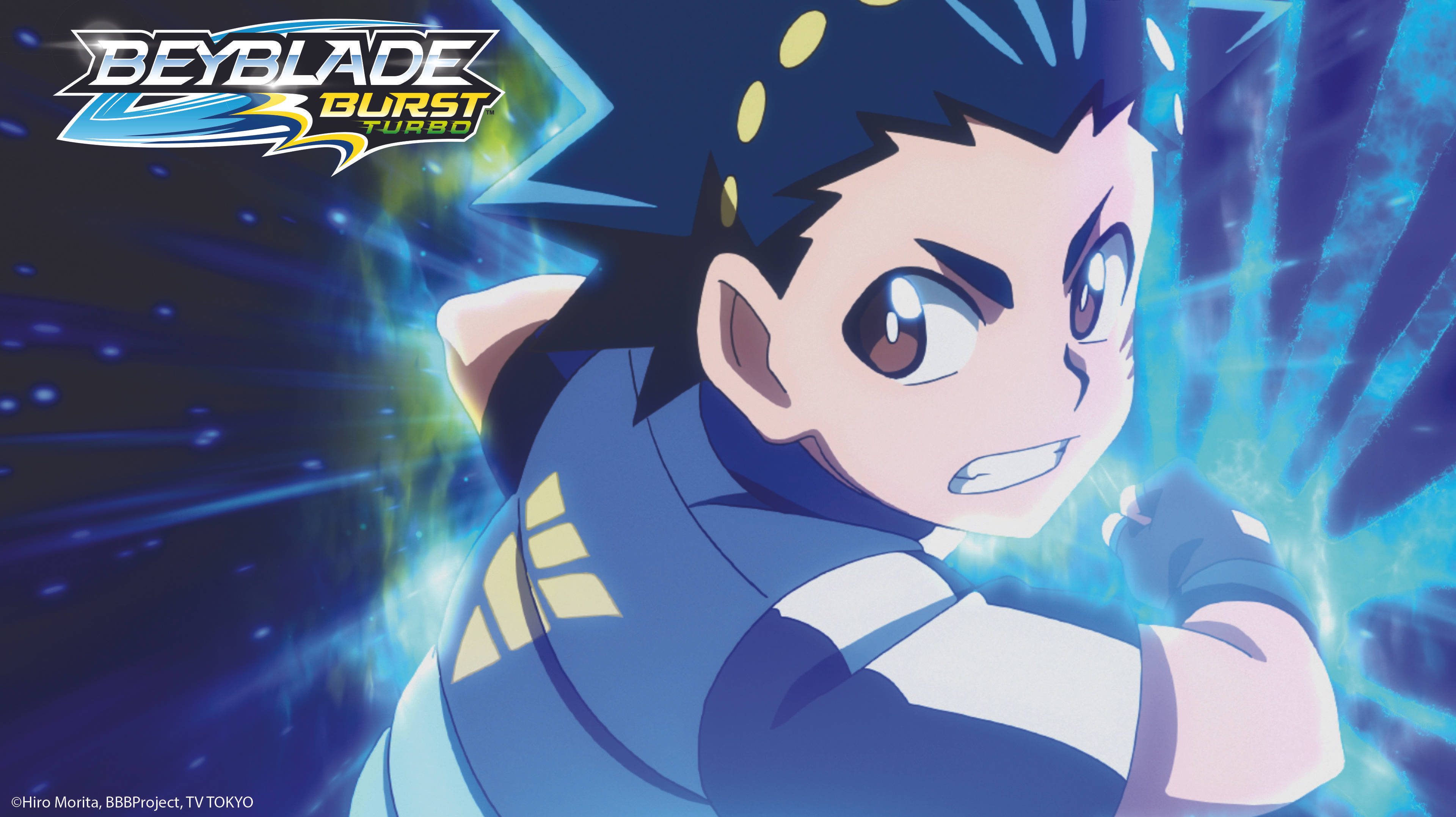 Beyblade Burst, anime boy, blue gear, 4K Desktop Wallpaper