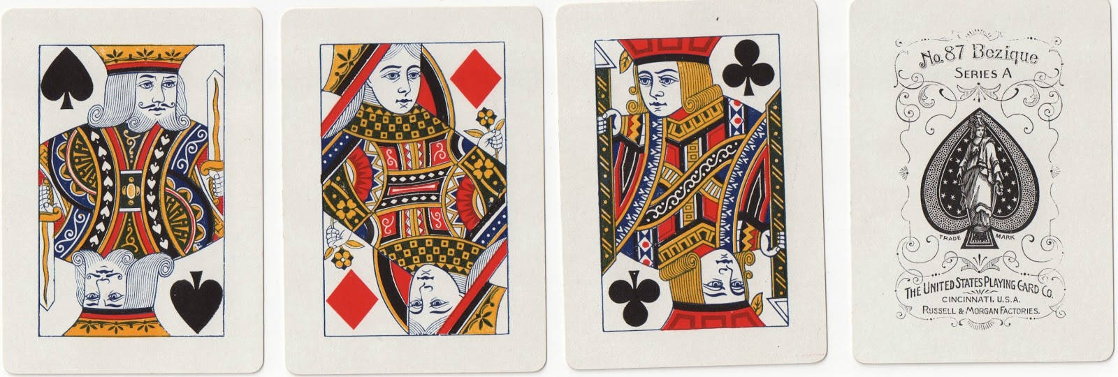 Bezique, vintage playing cards, ornate royal figures, HD Desktop Wallpaper