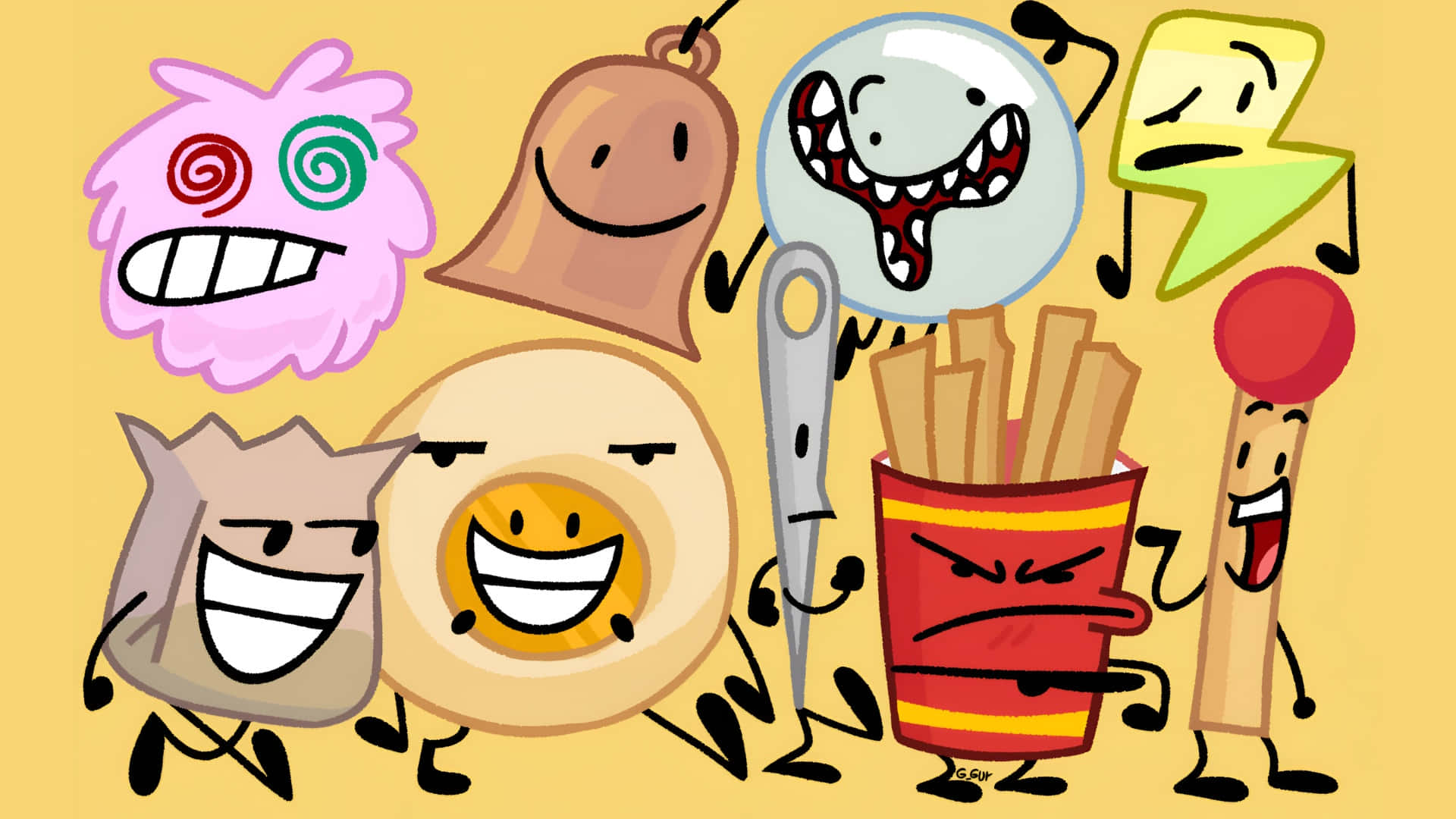 Bfdi, anthropomorphic objects, pink cotton candy, Full HD Desktop Wallpaper