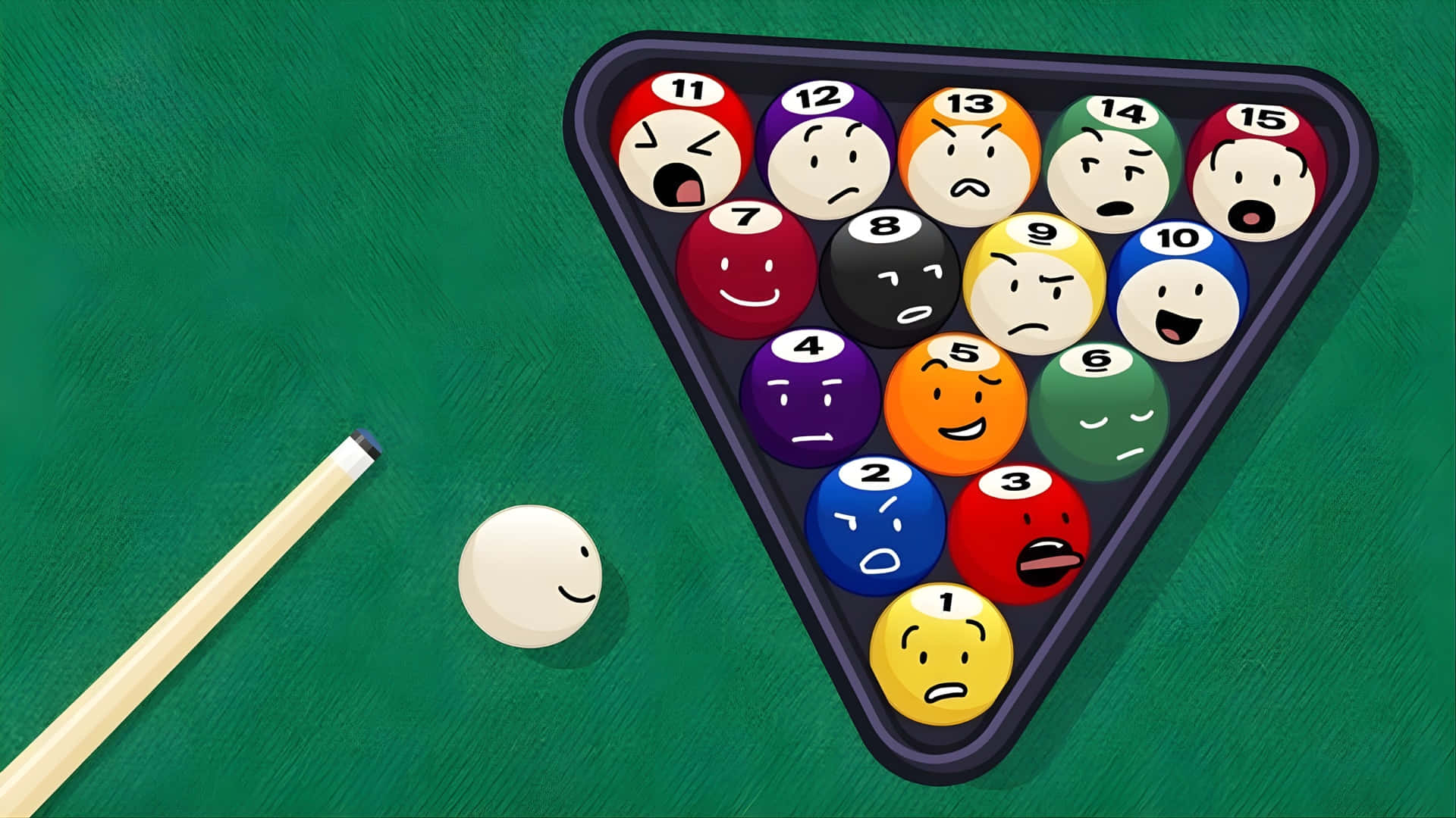 Bfdi, pool balls, triangle rack, Full HD Desktop Wallpaper