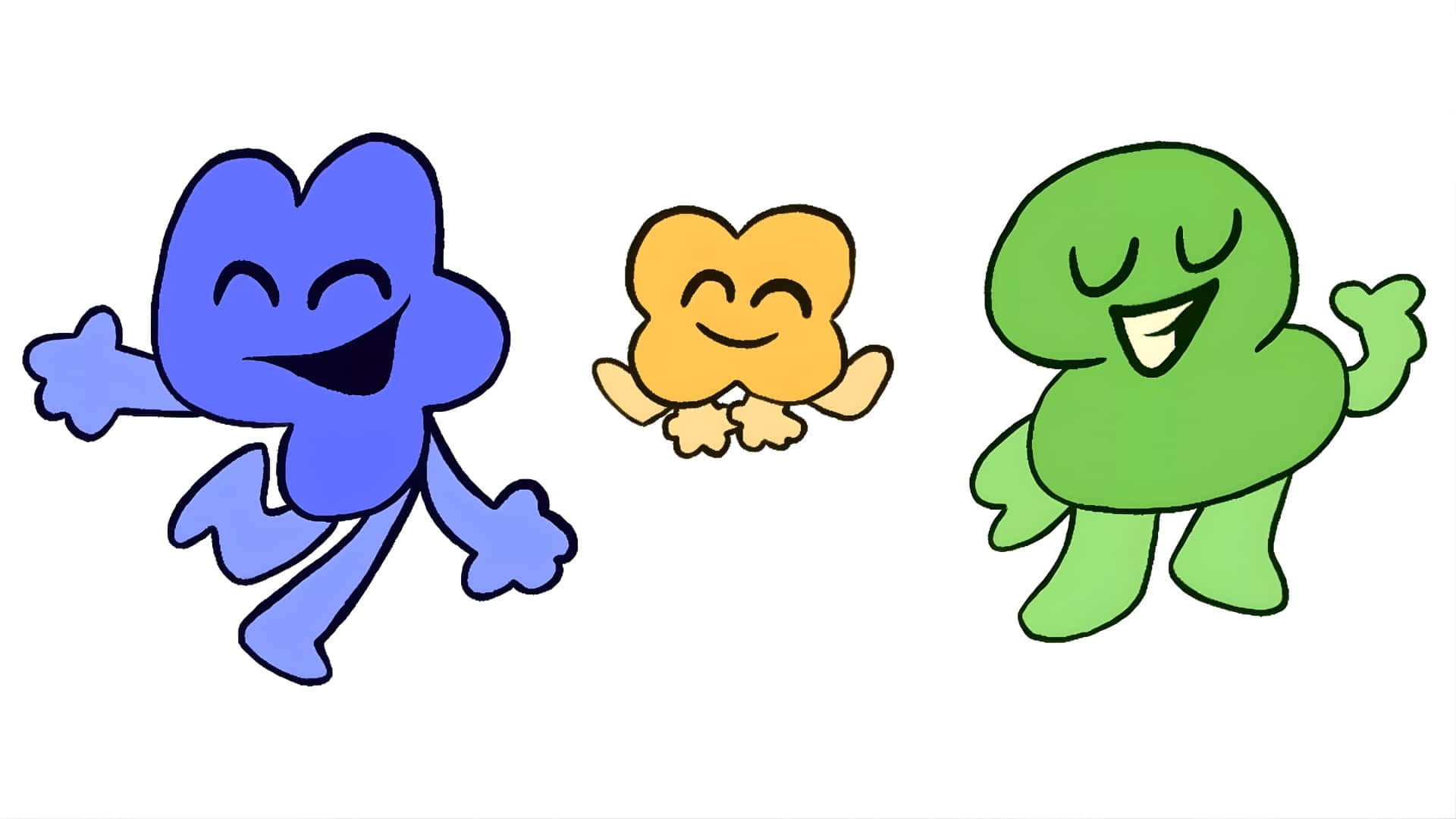 Bfdi, happy trio, blue, Full HD Desktop Wallpaper