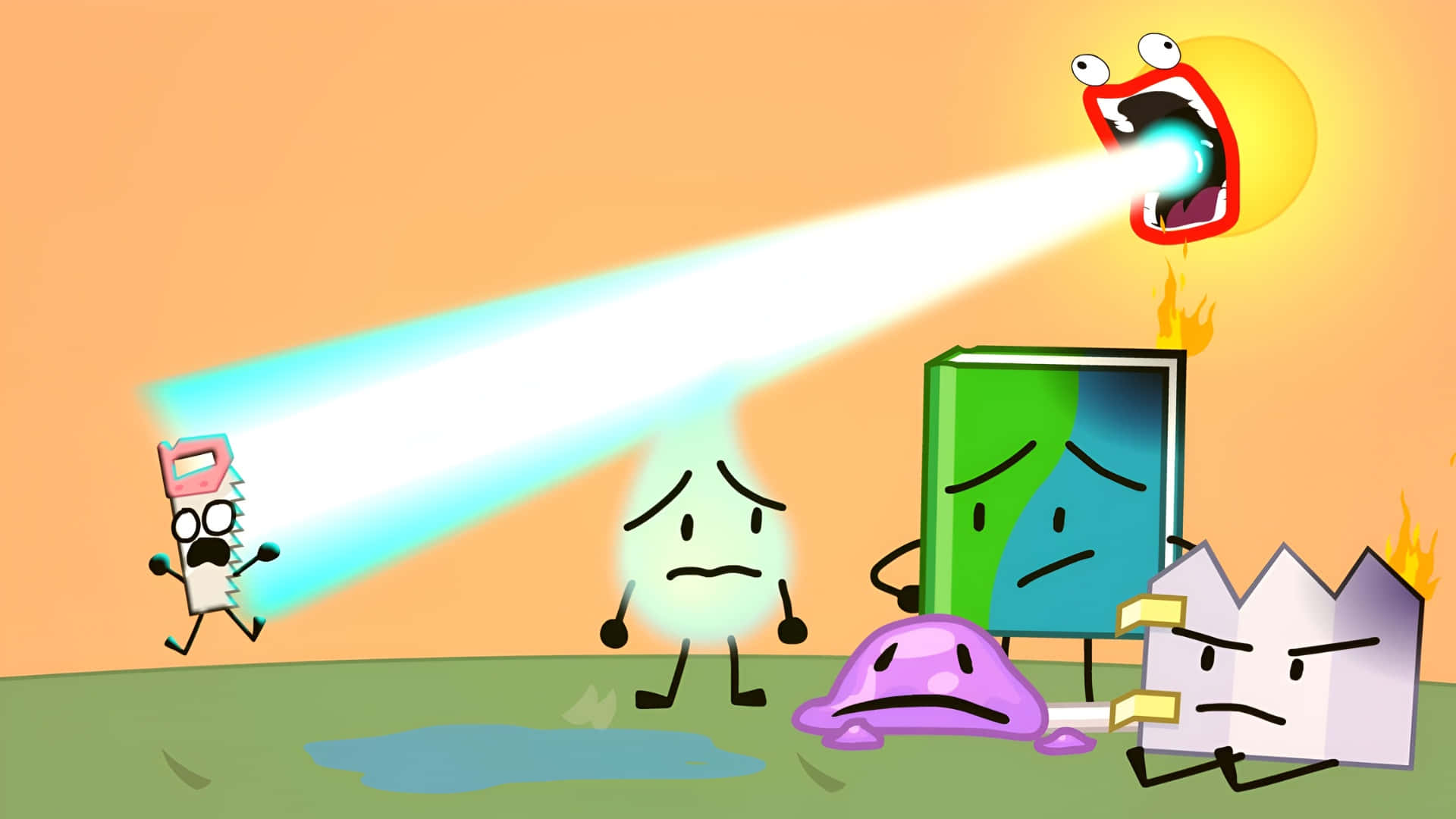 Bfdi, cartoon saw blade, laser beam, Full HD Desktop Wallpaper