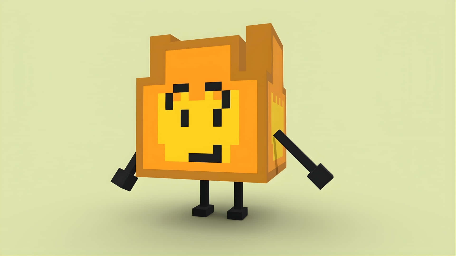 Bfdi, blocky character, pixelated orange cube, Full HD Desktop Wallpaper