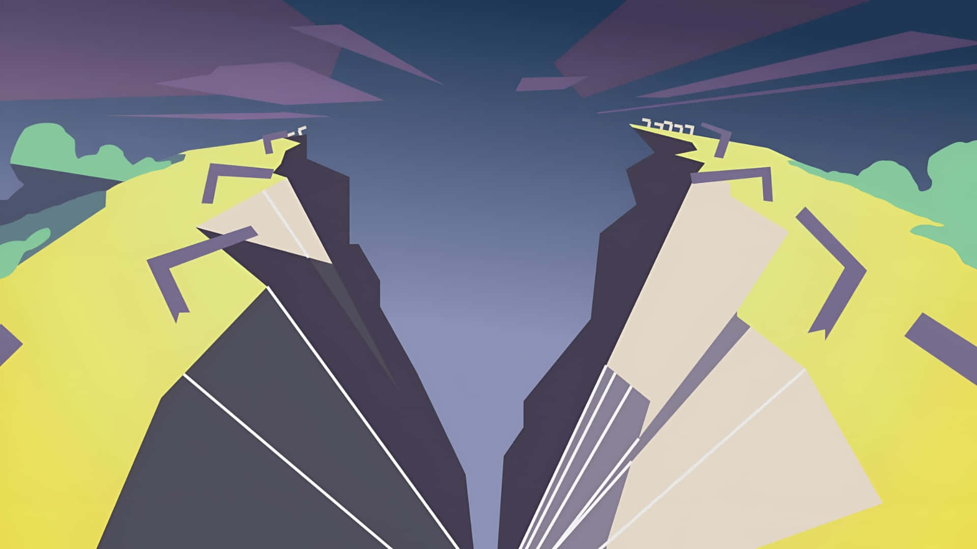 Bfdi, mountain cliff scene, geometric mountains, Full HD Desktop Wallpaper