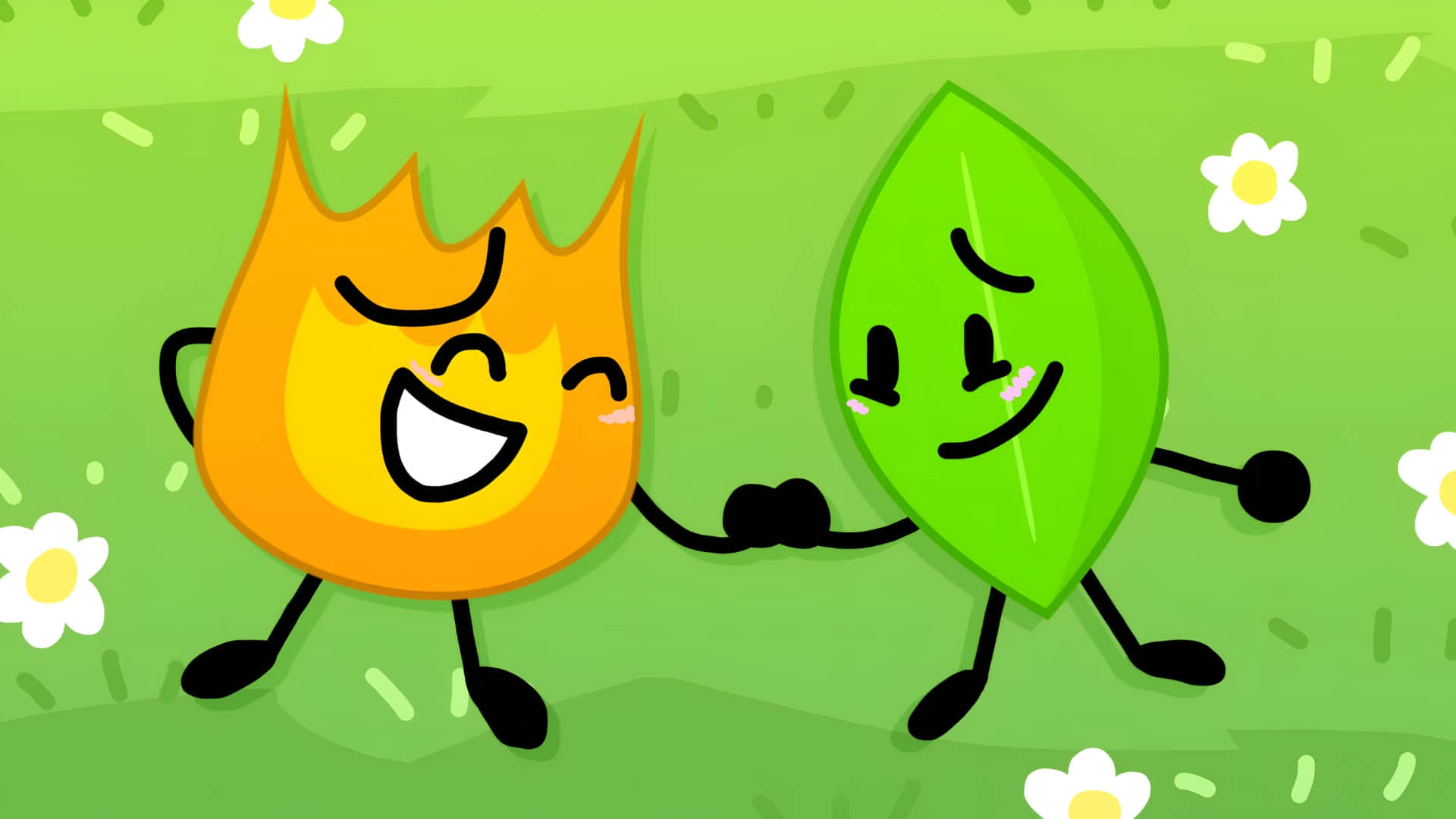 Bfdi, Firey, Leafy, Full HD Desktop Wallpaper