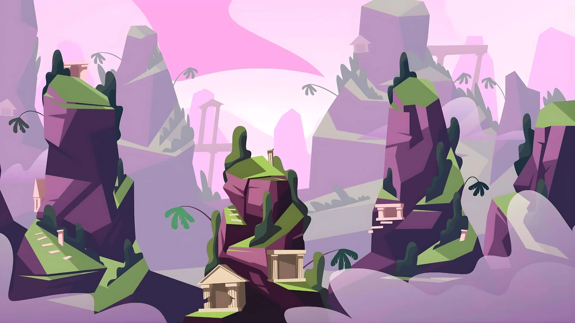 Bfdi, Island Landscape, purple mountain, Full HD Desktop Wallpaper