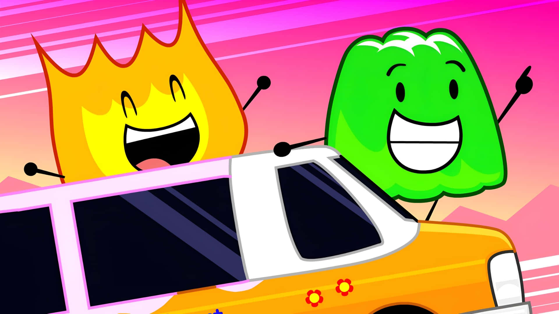 Bfdi, Firey, Gelatin, Full HD Desktop Wallpaper