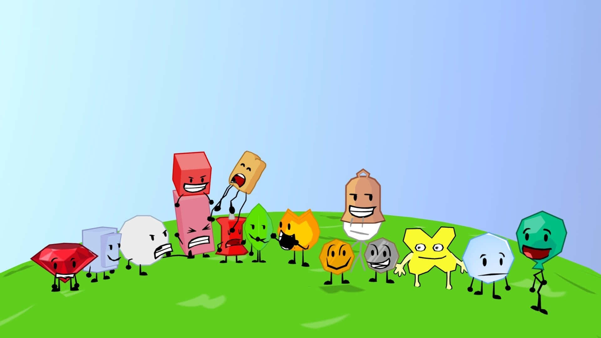 Bfdi, characters, geometric cartoon characters, Full HD Desktop Wallpaper