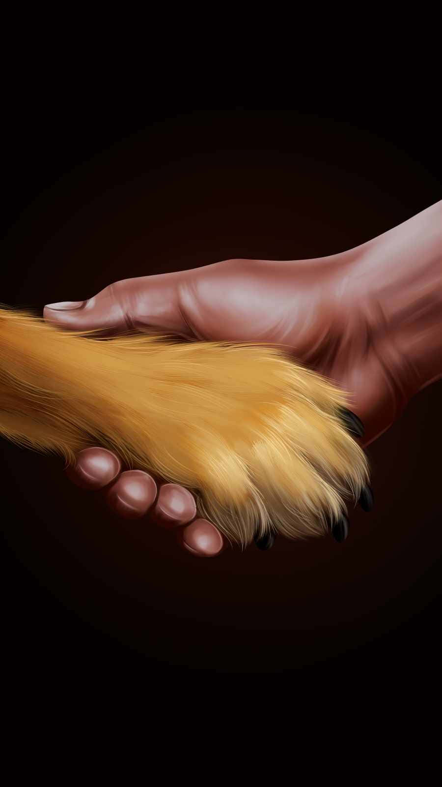 bff iphone, golden animal paw, dark background, HD Phone Wallpaper