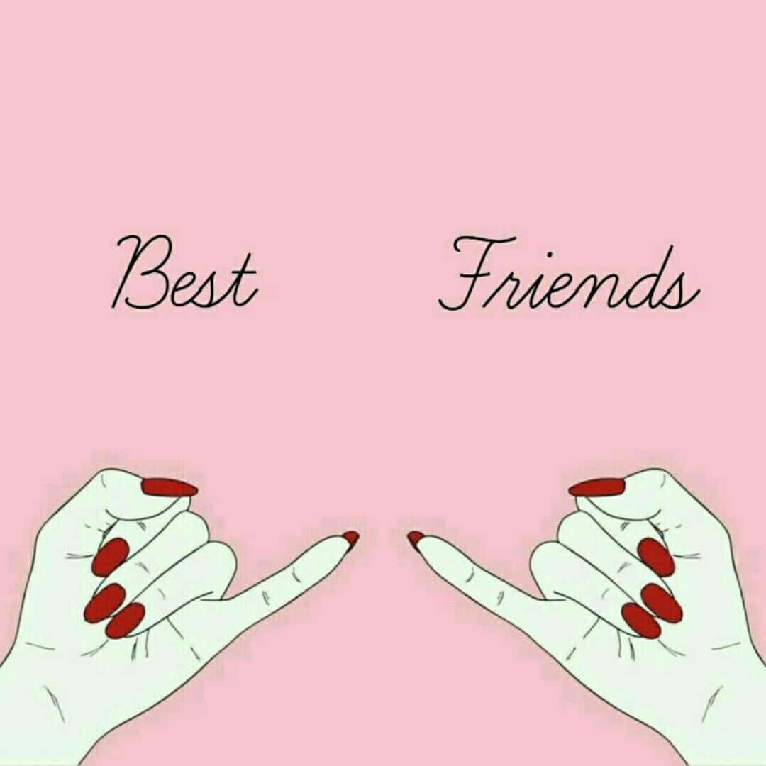 best friends, red nails, soft pink background, SD Desktop Wallpaper