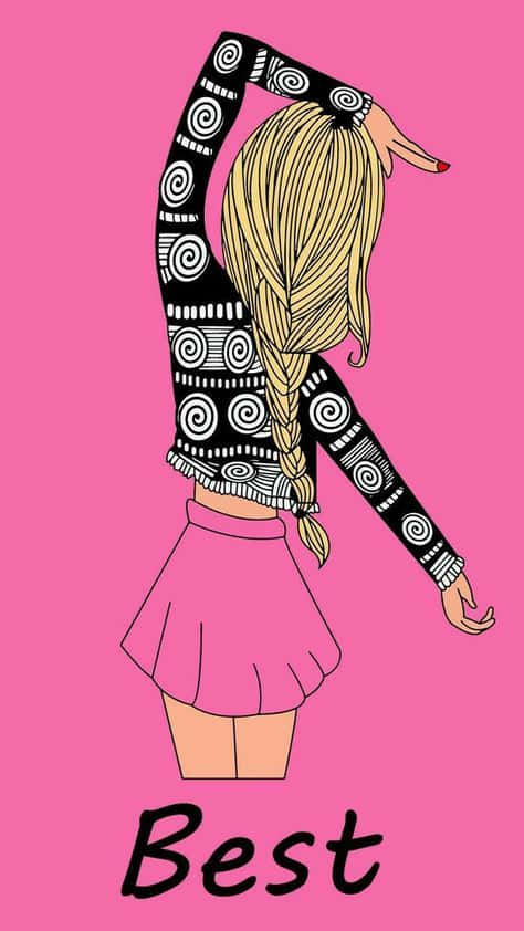 Bff iPhone, long blonde braid, vibrant pink background, SD Phone Wallpaper