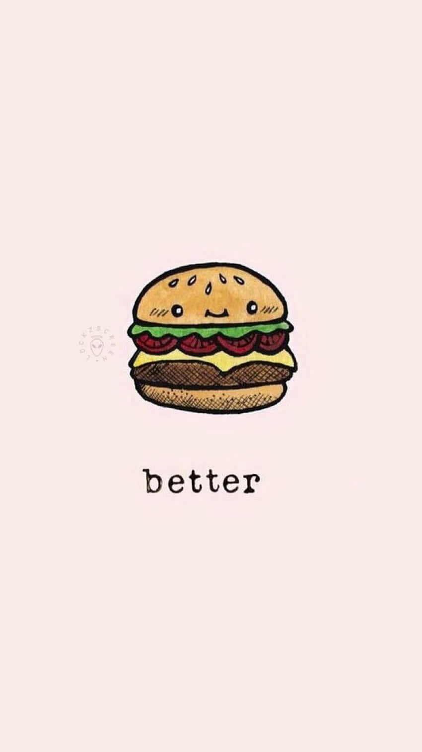 bff iphone, cartoon hamburger, smiling face, HD Phone Wallpaper