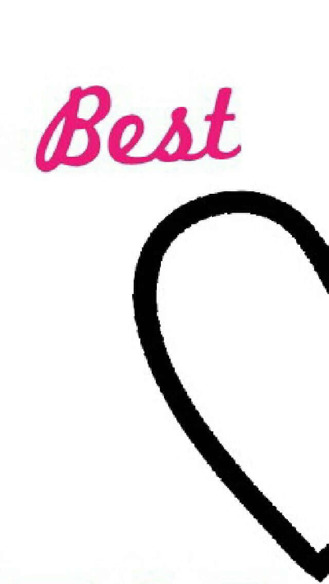 Bff iPhone, black heart outline, pink cursive word 'Best', SD Phone Wallpaper