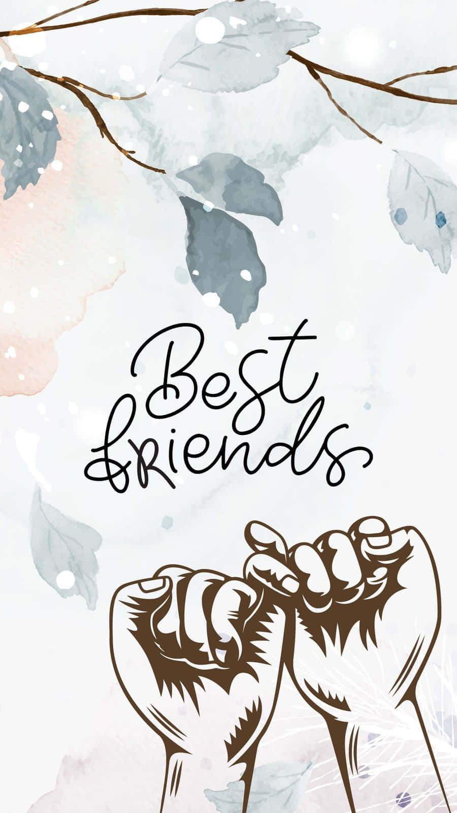 best friends, fist bump, watercolor leaves, HD Phone Wallpaper