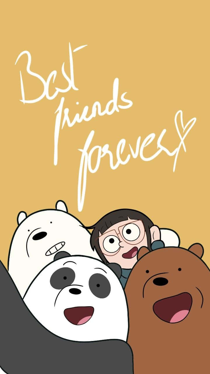 Best friends forever, cartoon bears, girl, HD Phone Wallpaper